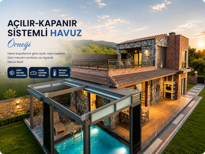 Isıtmalı kapalı havuzlu bungalov